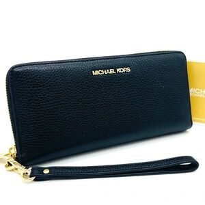 Michael Kors Large Continental Wallet Wristlet Black/Gold